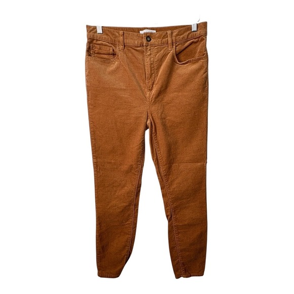 LOFT Corduroy Pants High Waist Golden Tan Brown Comfort Women Size‎ Large - Picture 2 of 7
